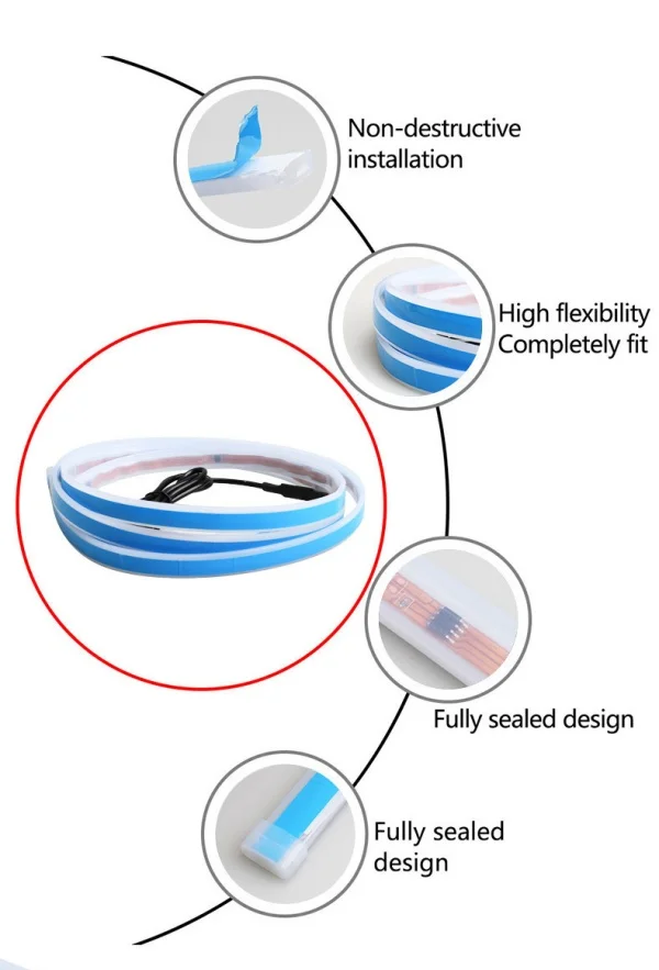 12v Start Scanning Car Hood Light Strip Waterproof Car DIY Neon Through Light