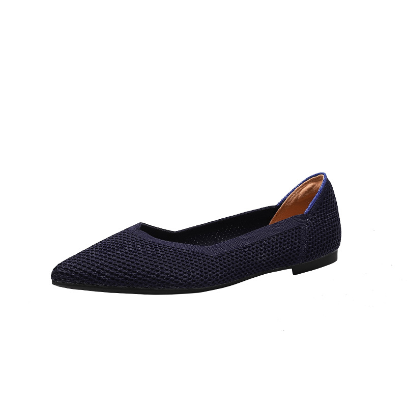 Karastik funky womens shoes 2025 Flat Shoes Women's Spring Summer Knitting Fly Line Luxury Shoes Pointed Flat Single Shoes Fashionable Breathable Non-slip