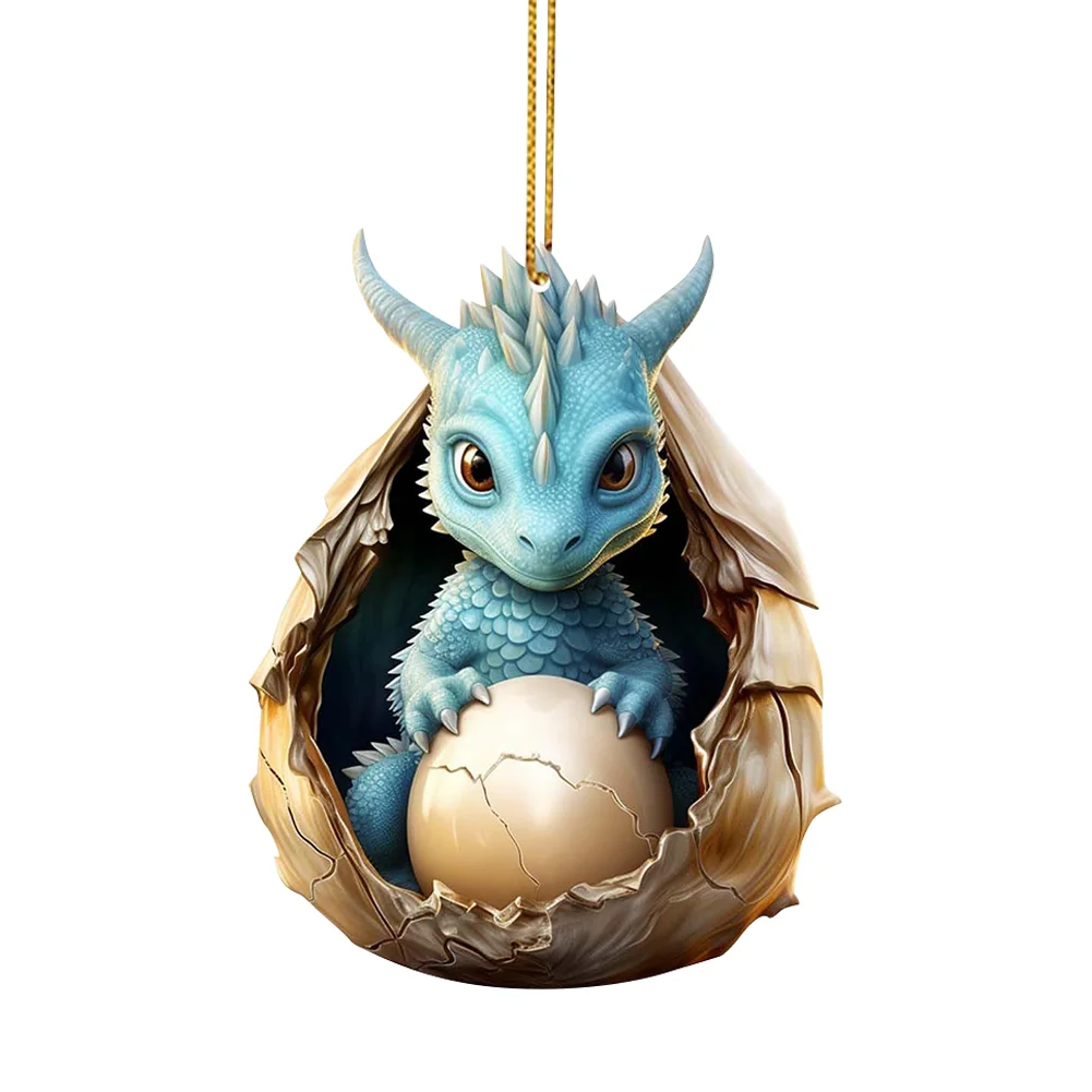Christmas Dragon Baby Egg Ornaments Acrylic Dragon Egg Pendants for Car Backpack
