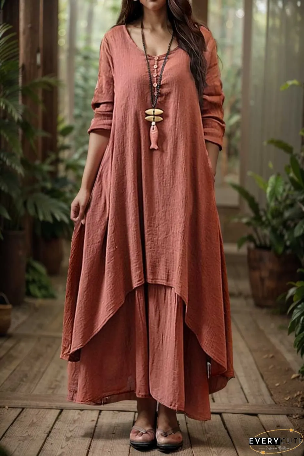 women s plus size casual dress swing dress solid color long dress maxi dress long sleeve button two piece v neck