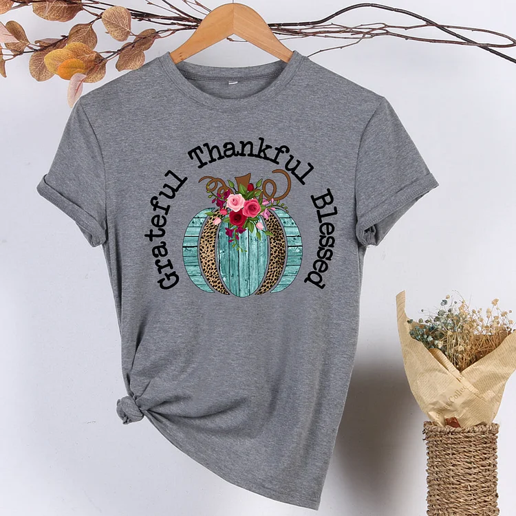 Grateful Thankful Blessed Pumpkin T-Shirt-597967