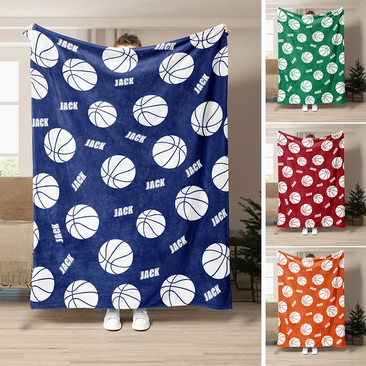 Personalized Basketball Blanket, Custom Name Soft Cozy Blankets | BKKid335