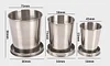 3-Pack Telescopic Stainless Steel Portable Outdoor Collapsible Cup with Metal Keychain for Travel, Camping, Picnic