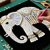 DIY Pearl Painting Elephant for Home Decor with Frame(25x25cm)