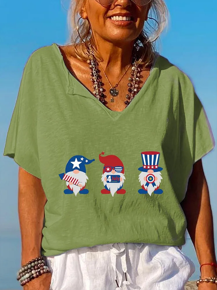 American Independence Day V Neck T-shirt-00300-Annaletters