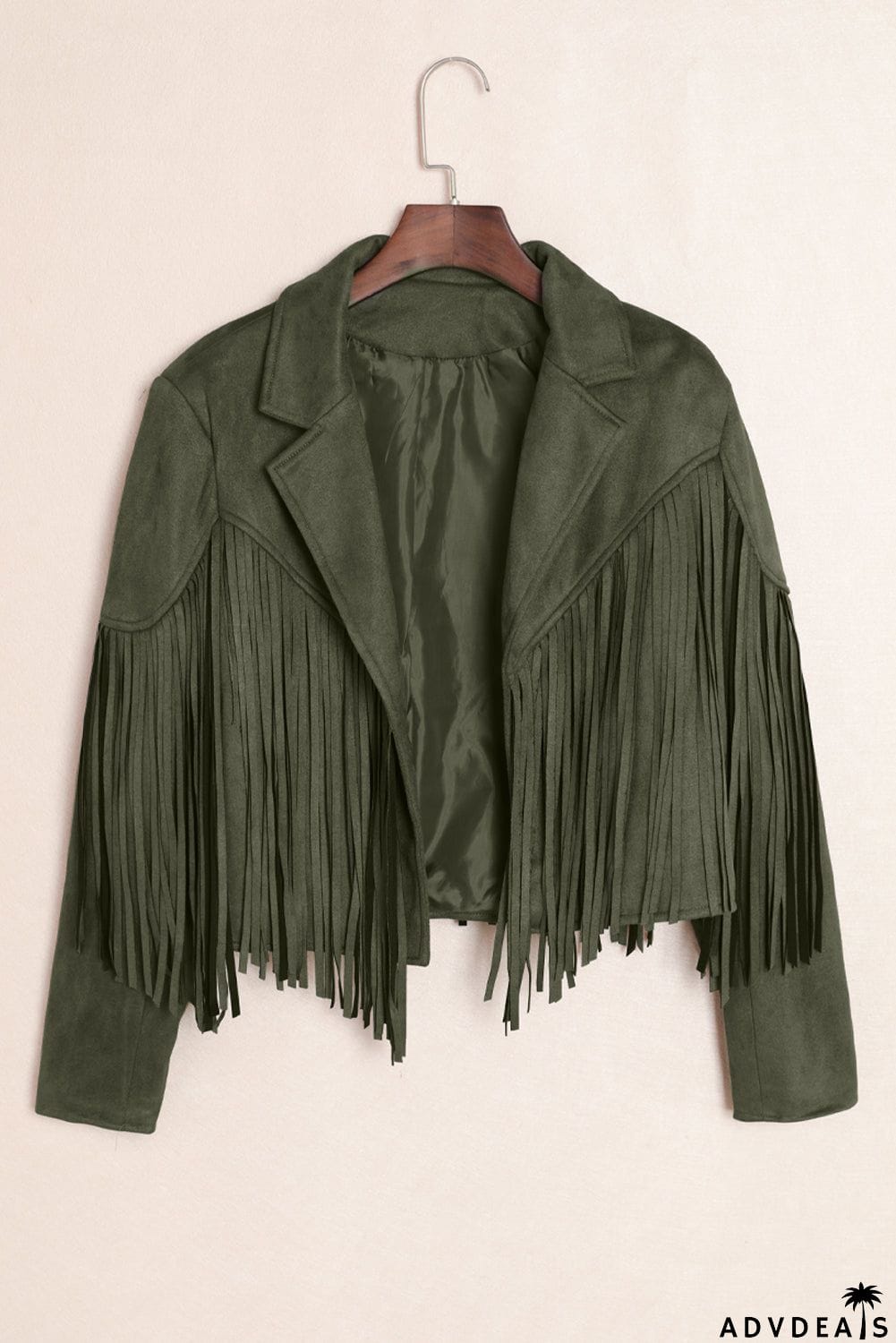 Cropped Fringe Faux Suede Jacket