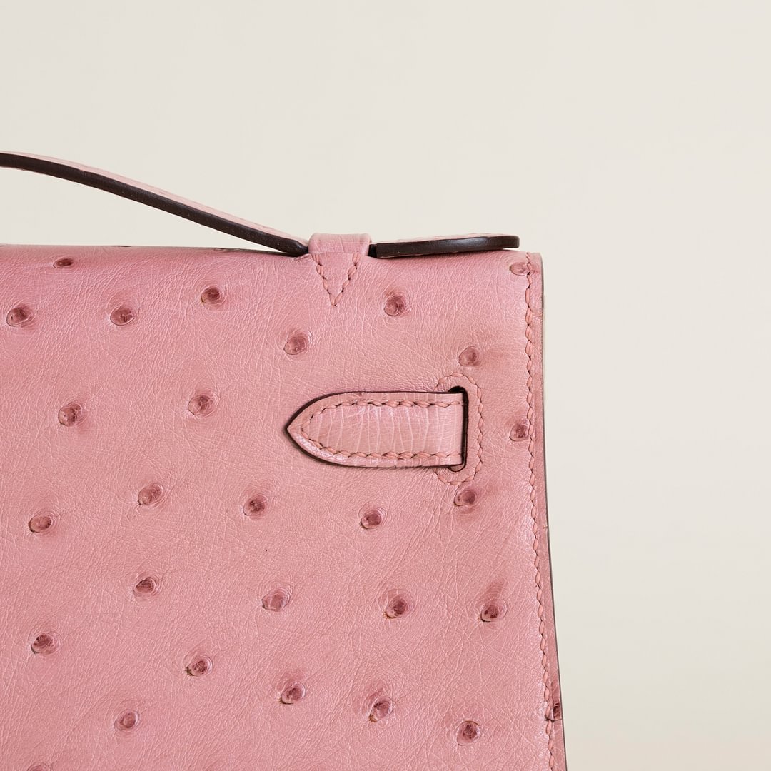 Kelly pochette Ostrich 94 Terre cuite GHW