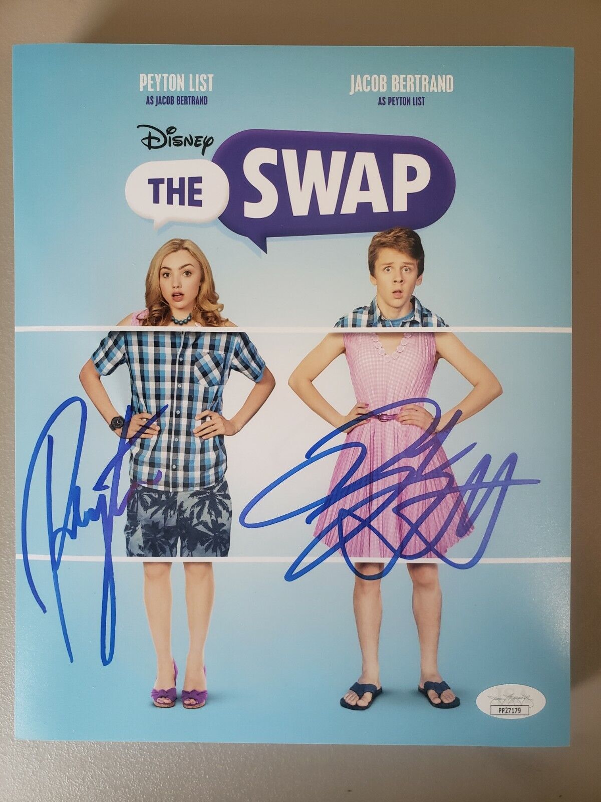 8X10 Autographed by Jacob Bertrand and Peyton List in The Swap. JSA