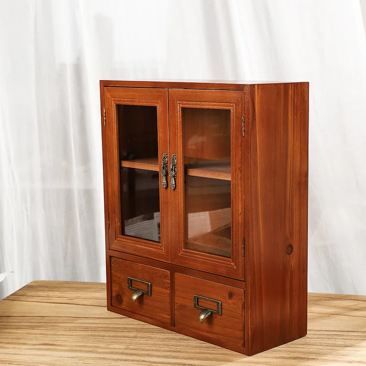 Journalsay vintage wooden double door storage cabinet