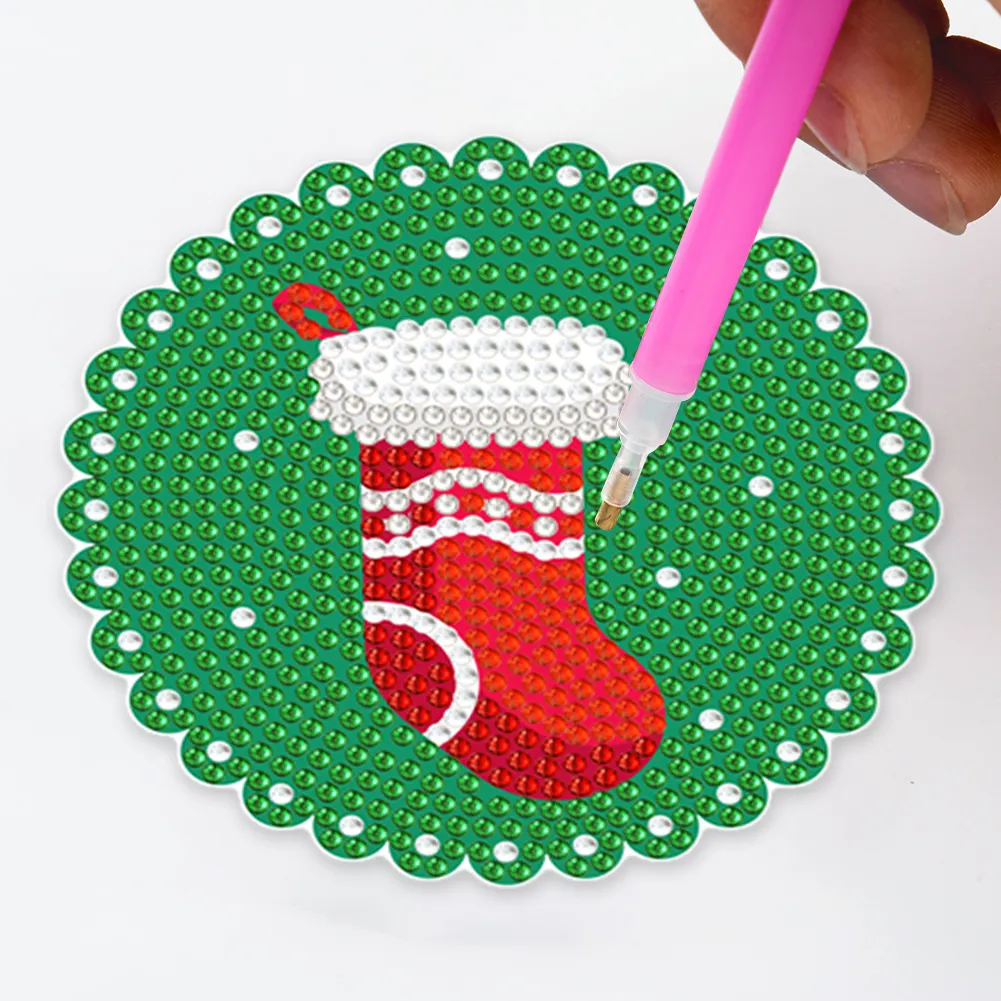 DIY Acrylic Diamond Coaster Set Christmas Style (8 Piece Set 1 Rack)