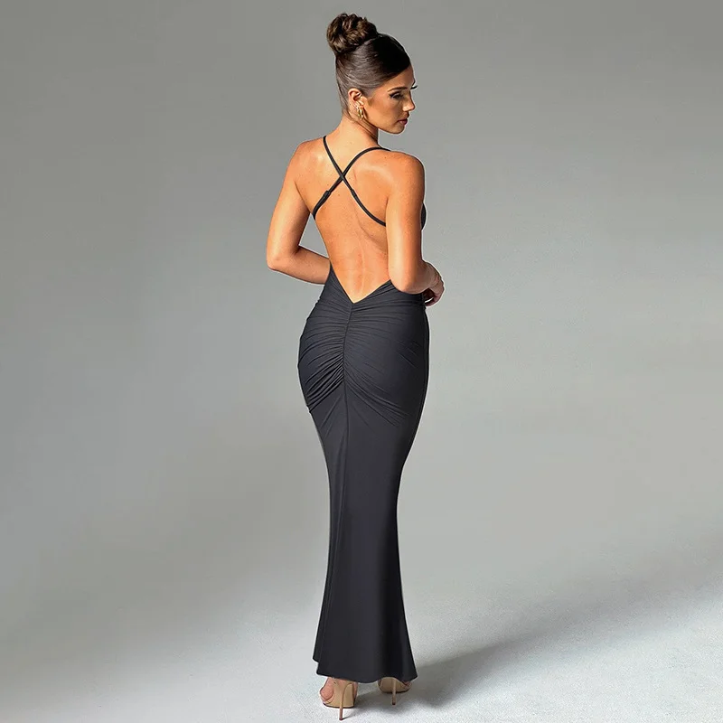 Uveng Uveng Summer New Temperament Sexy Trend V Collar Back Slim Dress Dress