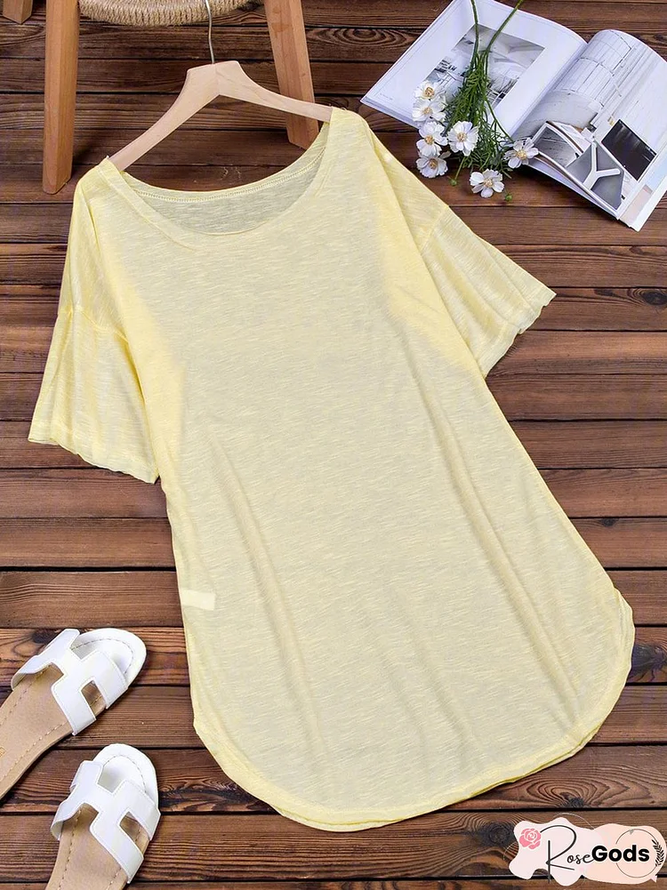 Solid Short Sleeve Dress