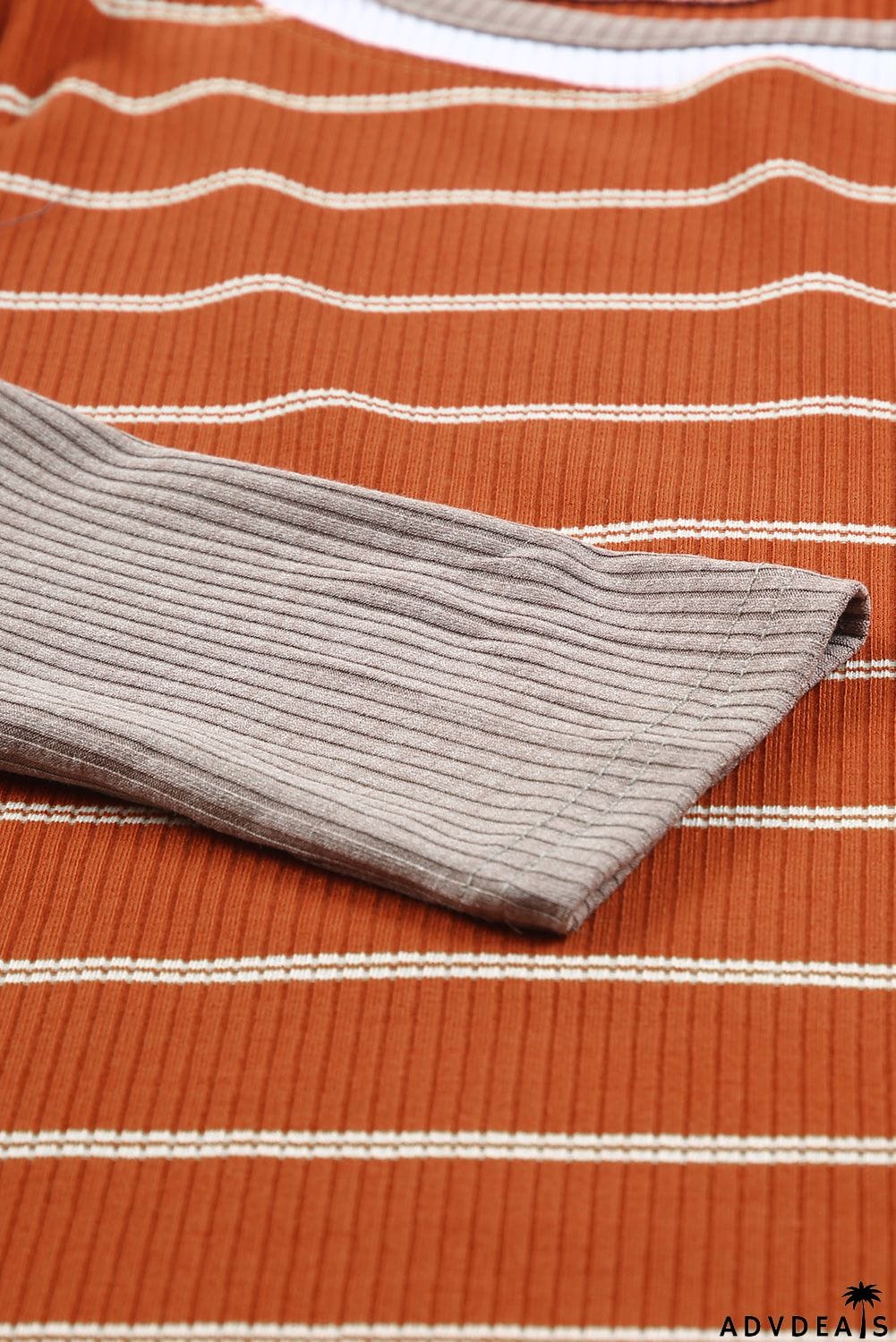 Extend Color Block Cuffs Rib Knit Striped Pullover