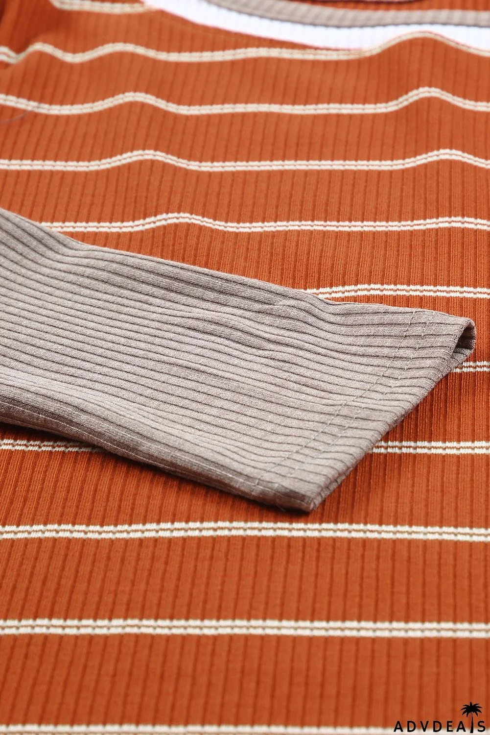 Extend Color Block Cuffs Rib Knit Striped Pullover