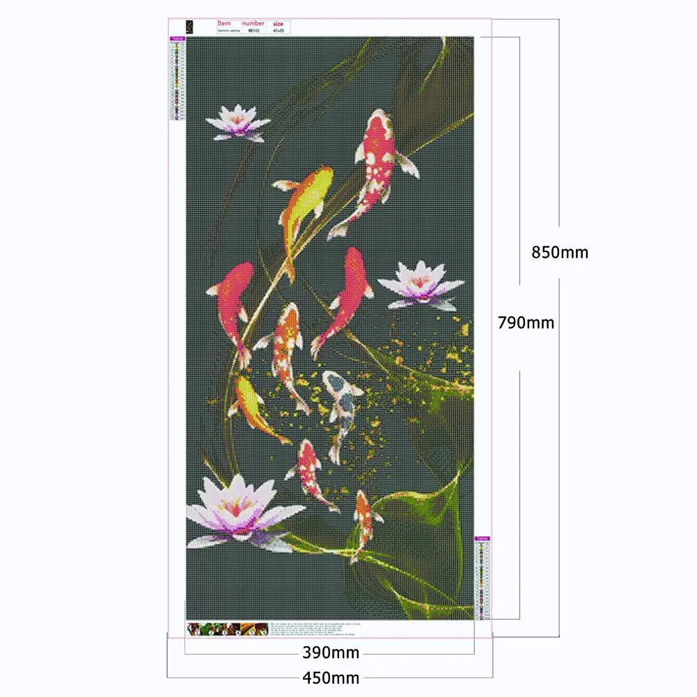 Diamond Painting - Full Round Drill - Koi Fish Lotus(45*85cm)