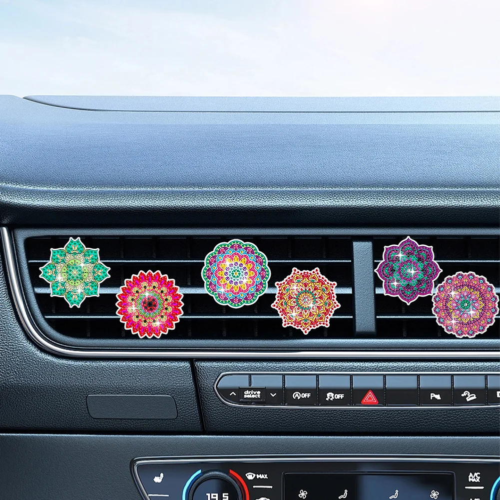 6Pcs Mandala Diamond Painting Car Air Vent Clips Car Decor for Women Girls