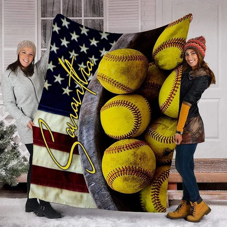 Personalized Softball Blanket | BKKid676