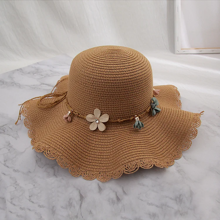 Beach Holiday Sun With Small Flowers On Wavy Edge Shade Hat