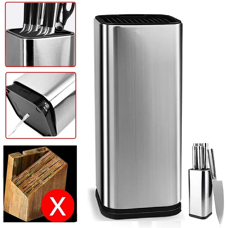 Countertop Knife Holder Universal Knife Block Metal Polished Steak Knives Storage Organizer Stand for Cutlery Tableware