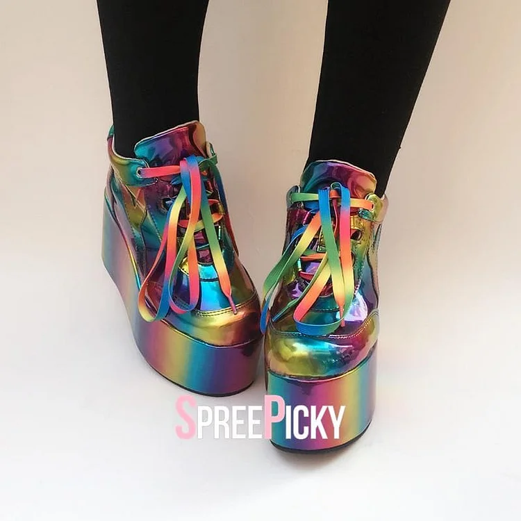 Rainbow Chrome Strappy Boots SP1710410