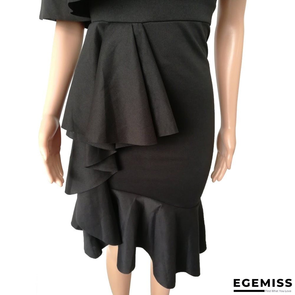 Fashion Wrap Chest Ruffle Collar Irregular Dress Dress | EGEMISS