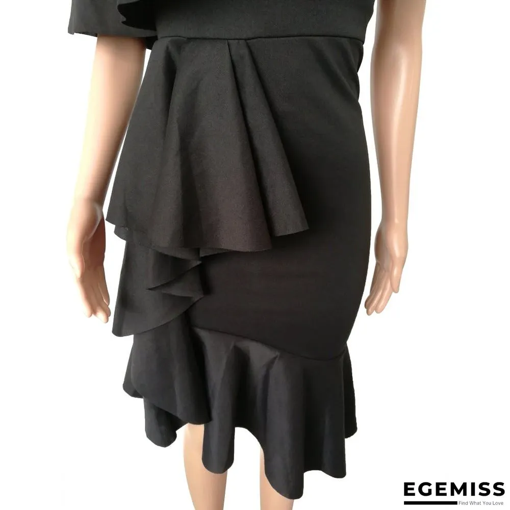 Fashion Wrap Chest Ruffle Collar Irregular Dress Dress | EGEMISS