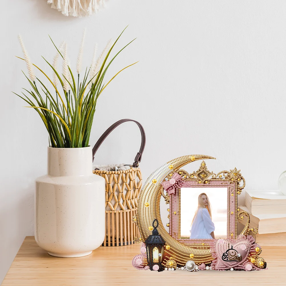5D DIY Moon Acrylic Special Shape Diamond Painting Picture Frame