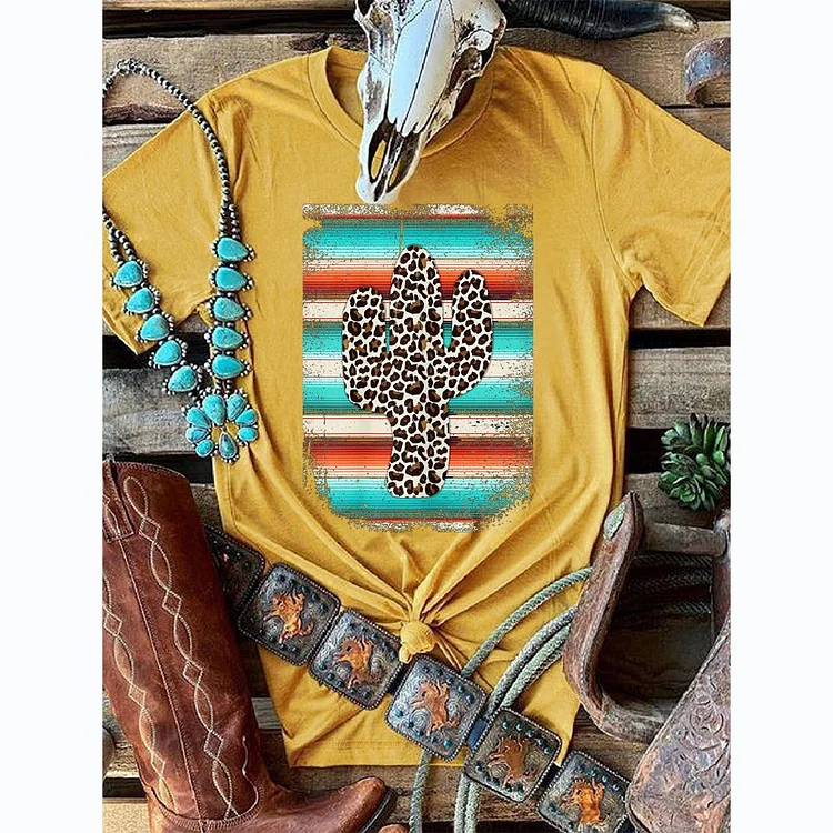 PSL - Leopard Cactus Turquoise T-Shirt-05805