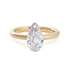 14K Yellow and White Gold 2ct Pear Cut Lab Diamond Half Bezel Solitaire Ring