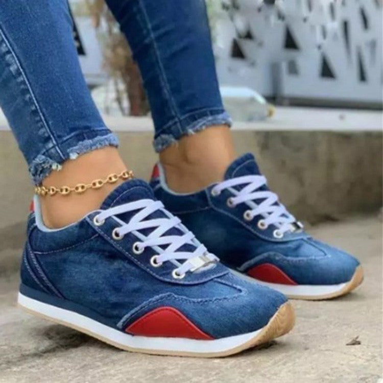  2023 New Casual Plus Size Sports Denim Round Toe Women's Shoes
