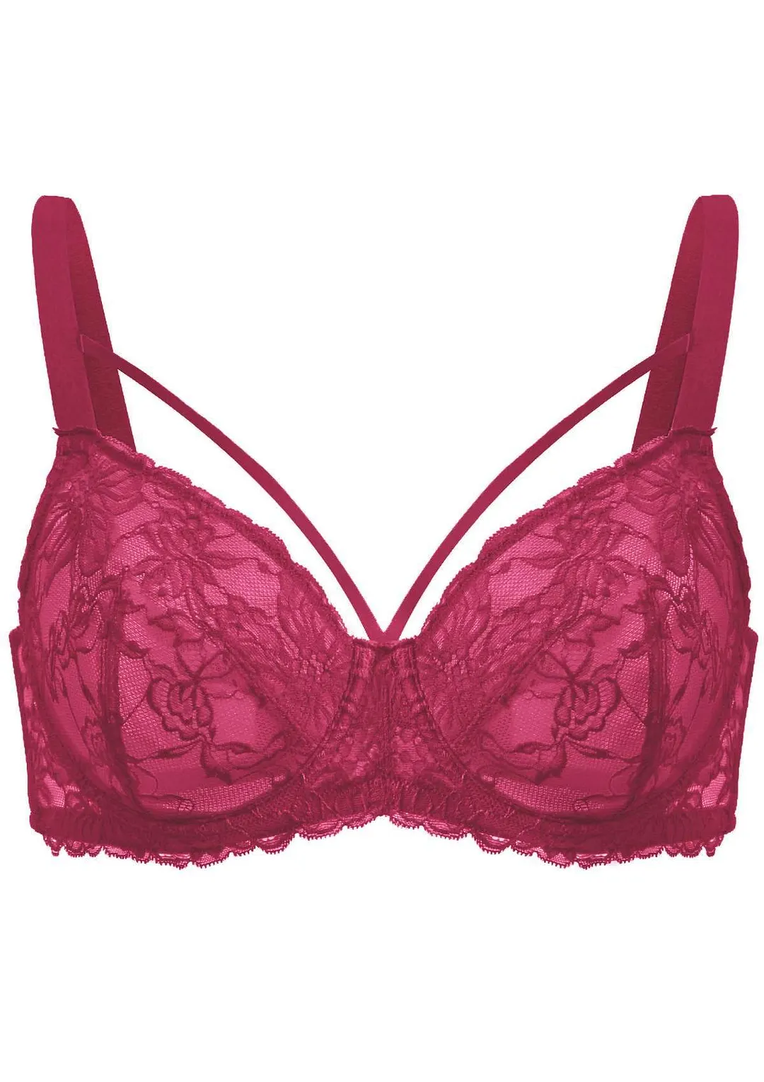 Pretty In Petals Black Unlined Strappy Lace Bra
