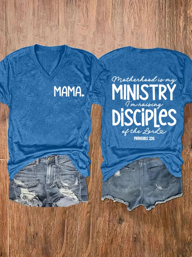 Women's Motherhood Is My Ministry Printed T-Shirt socialshop
