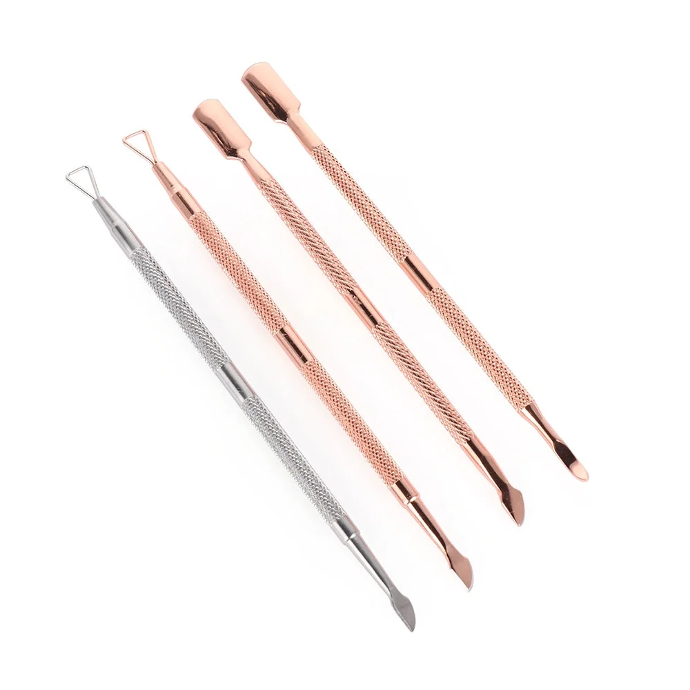 New Silver/Rose Gold Dual-ended Stainless Steel Nail UV Gel Polish Remover Stick Triangle Rod Cuticle Pusher Nail Art Tool-Nail Inspo