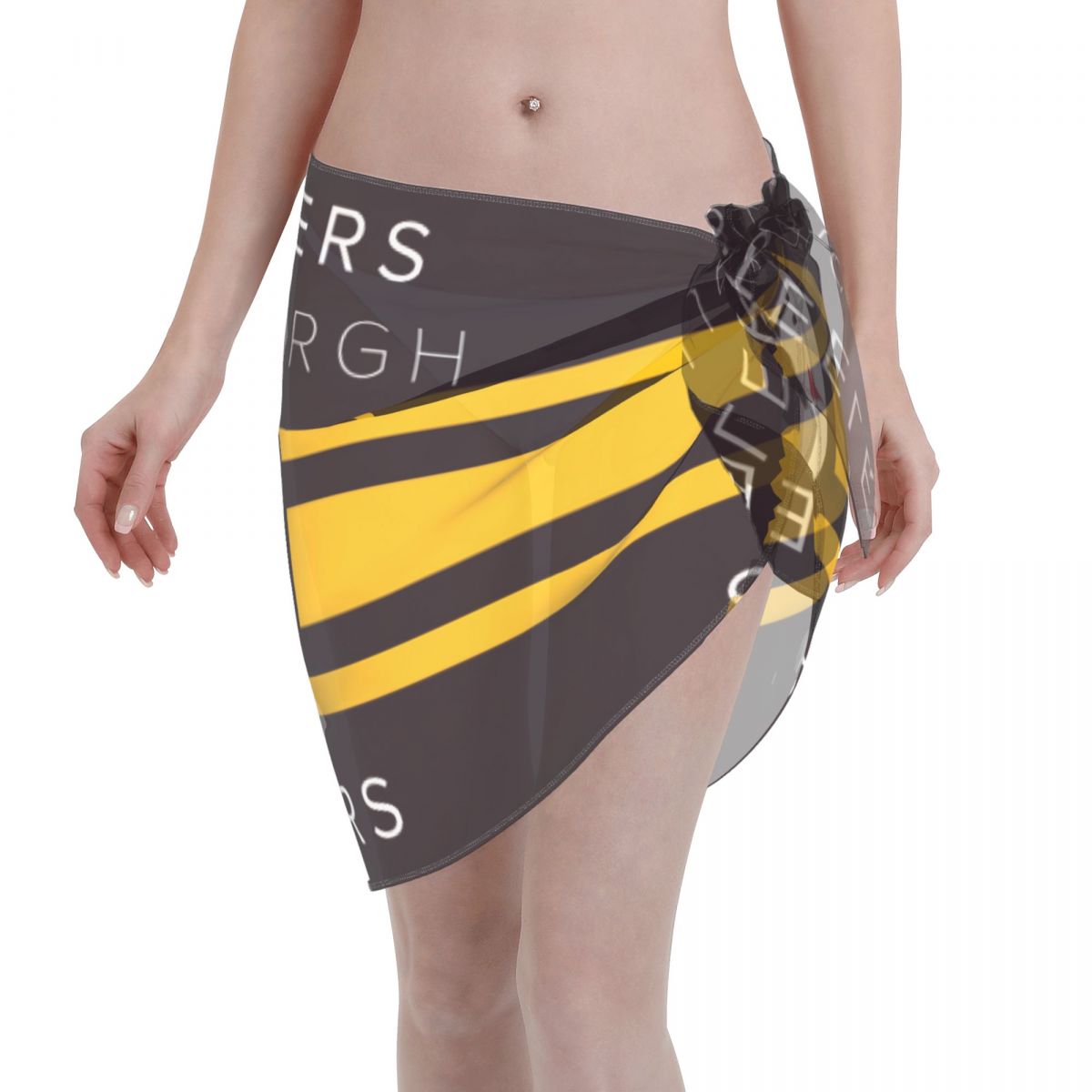 Pittsburgh Steelers Gold Stripes Women's Short Sarong Beach Wrap