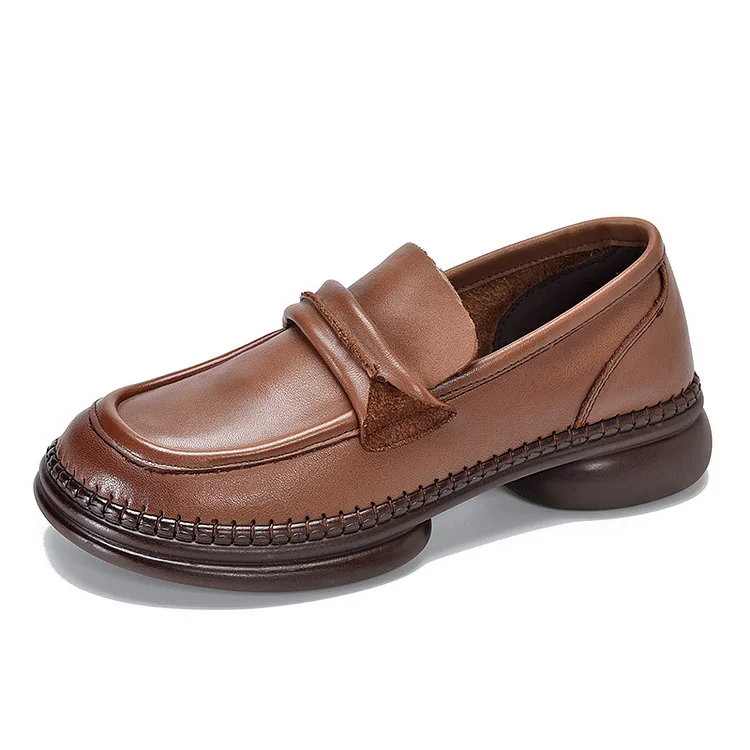 Classic Leather Soft Sole Mid-Heel Shoes - yankia