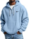 Men's Loose Waffle Half-Zip Hooded Sweatshirt