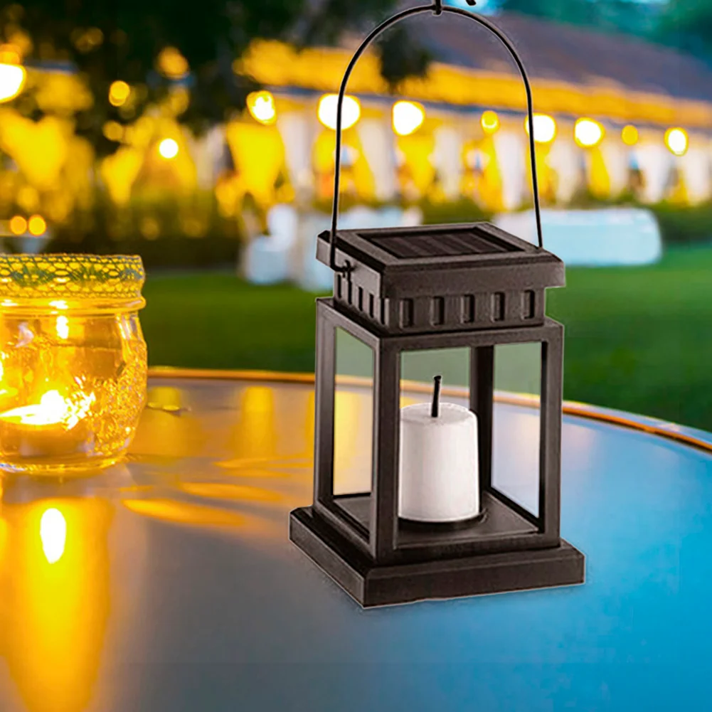 Retro Lantern Candle Twinkle Lamp LED Solar Light Garden Hanging Decoration