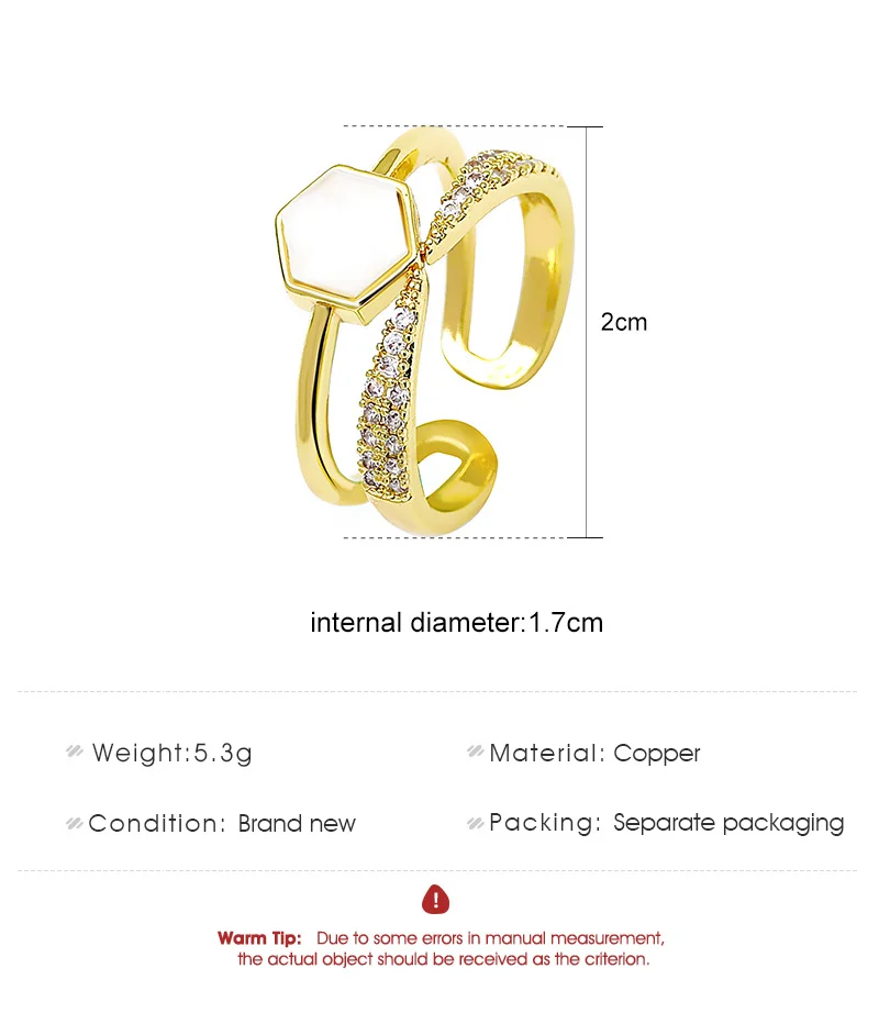 Zirconia Geometric Gold-Plated Ring