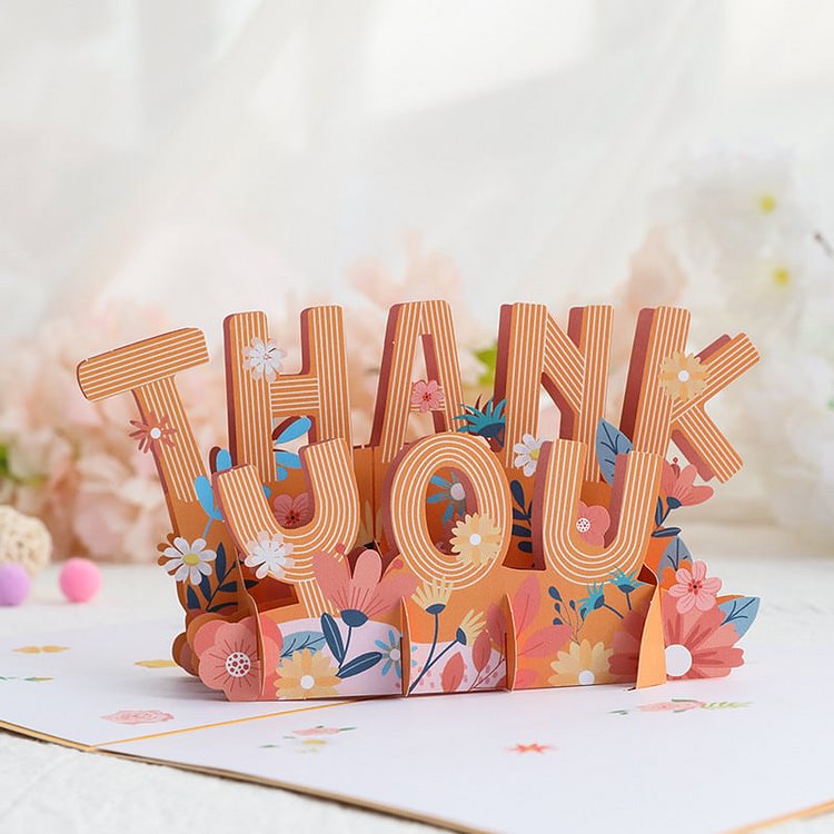 Greeting Card 3D Paper Carving Flowers Thank You Card for Her