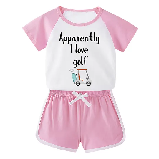 【18M-11Y】Toddler 'Apparently I Love Golf' 2-Piece Outfit