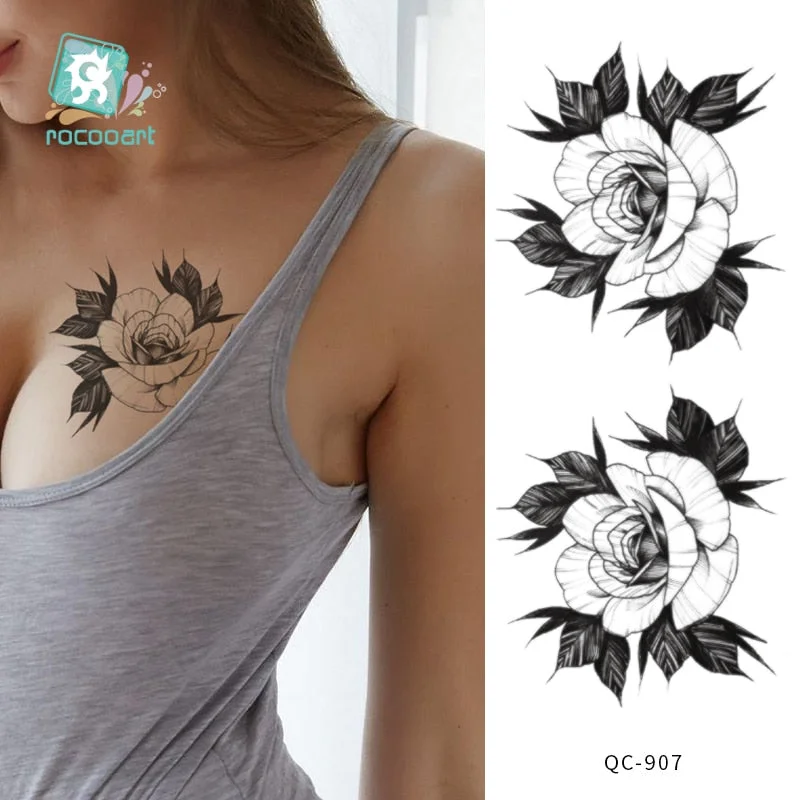 Rocooart 1pcs Hot Red lotus flower Water Transfer Tattoo Stickers Back Waist Women Art Temporary Tattoo Girl Sexy Flash Tatoos