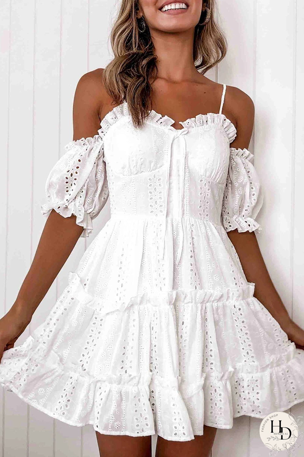 Street Solid Lace Spaghetti Strap Cake Skirt Dresses