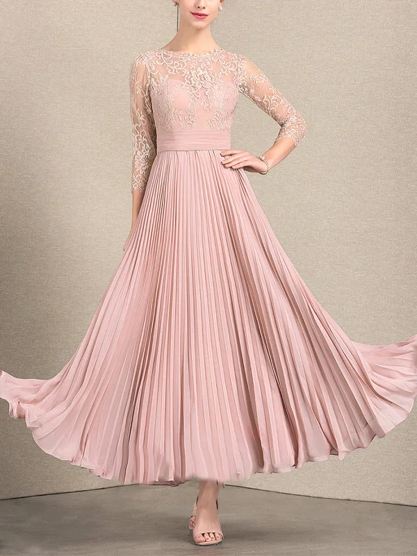 Round Neck Lace Solid Color Maxi Dress