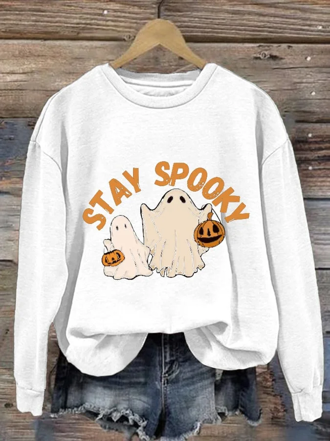 Women's Halloween Printed Casual Round Neck Sweatshirt