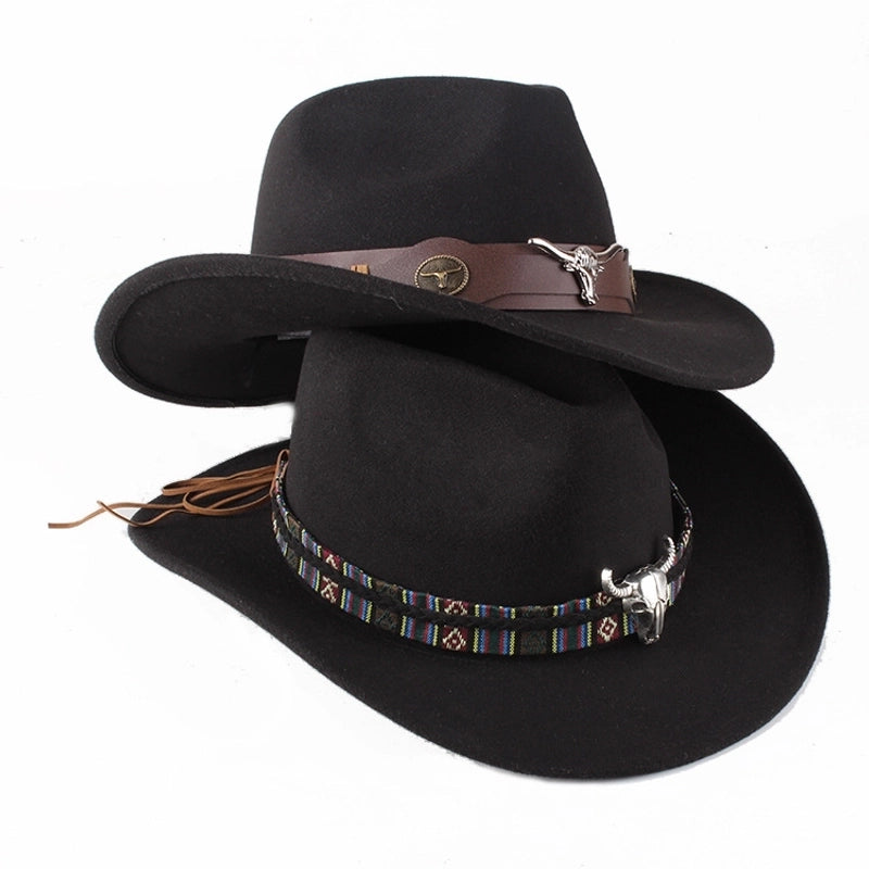 Spring And Summer Style Woolen Cloth Cowboy Hat Men And Women Couples Ethnic Style Roll-up Hat Sunshade Hat Jazz Hat