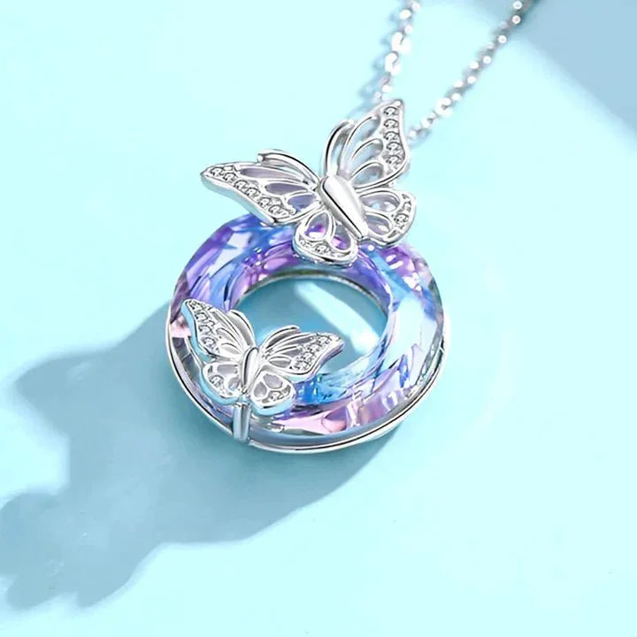 For Daughter - S925 Strength Come from Overcoming Things Crystal Hollow Butterfly Necklace