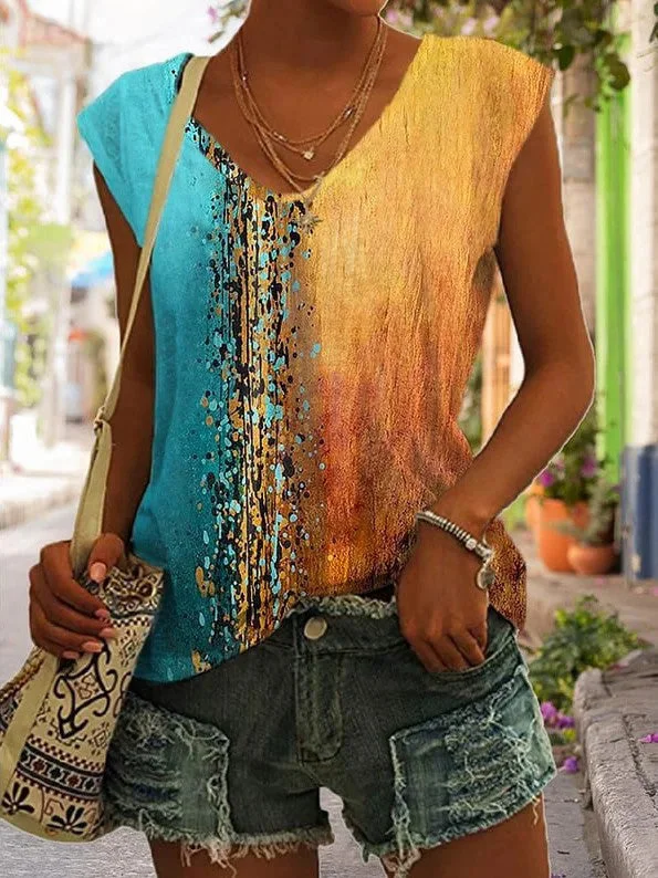 Women Color Block Casual Regular Fit Tank Top