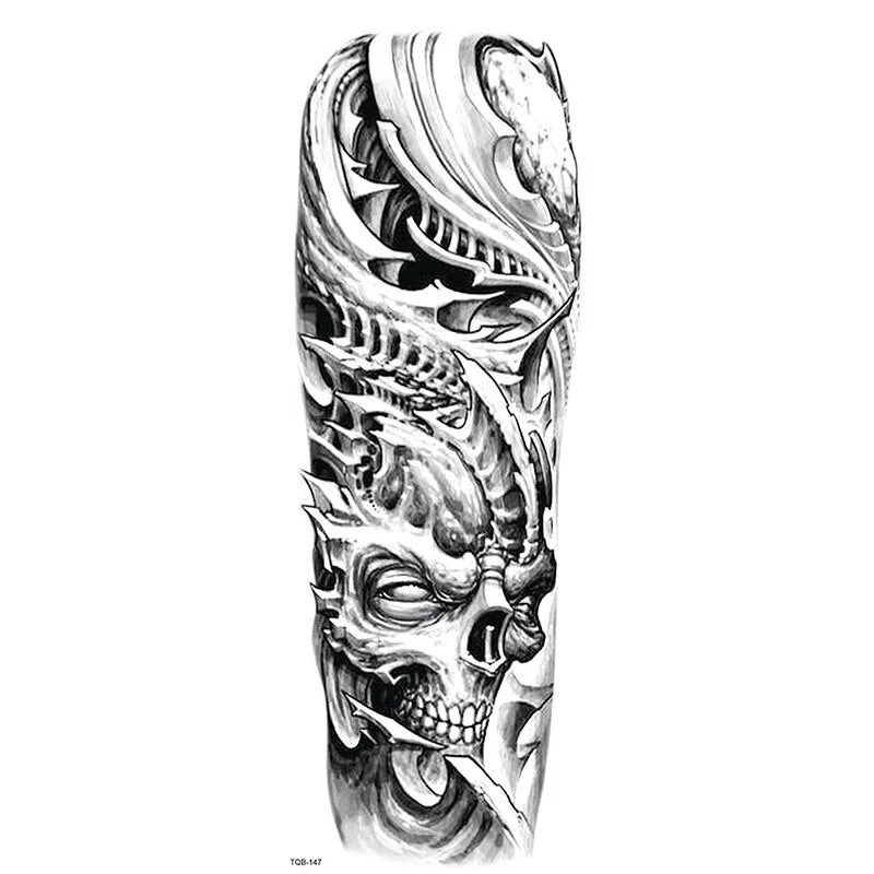 Large Arm Sleeve Tattoo Dragon Tiger Wolf Waterproof Temporary Tatoo Sticker Totem Tatto