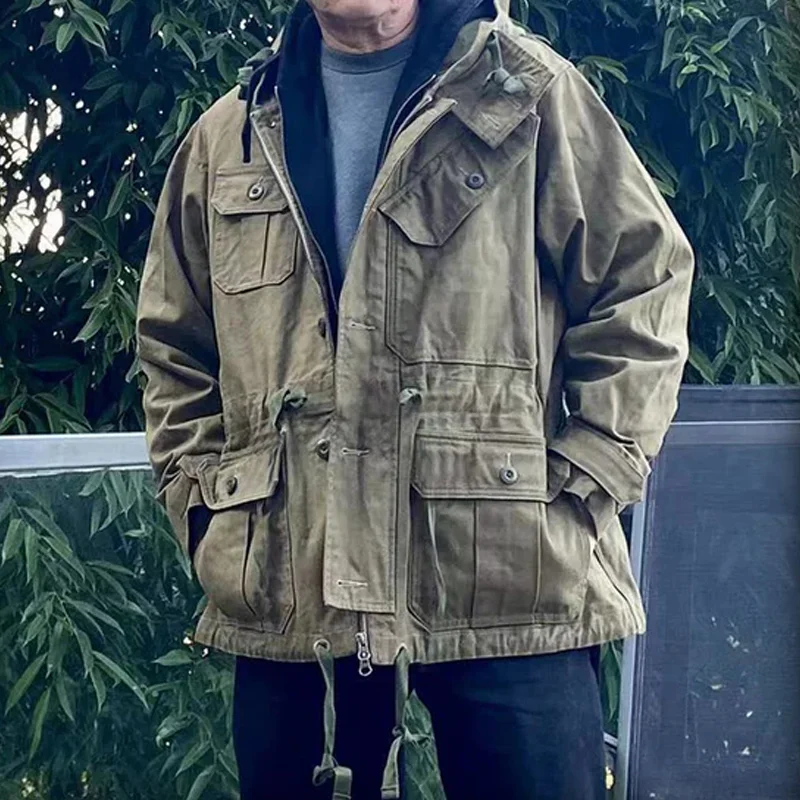 Vintage Military 12oz Canvas 7 Pocket Front Zip Adjustable Jacket