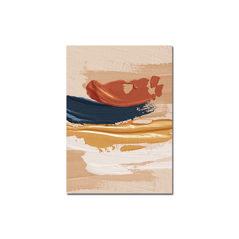 Abstract Modern Art Poster Terracotta Orange Blue Blush Canvas Print Oil Texture Wall Pictures Mural Interior Paintings Decor